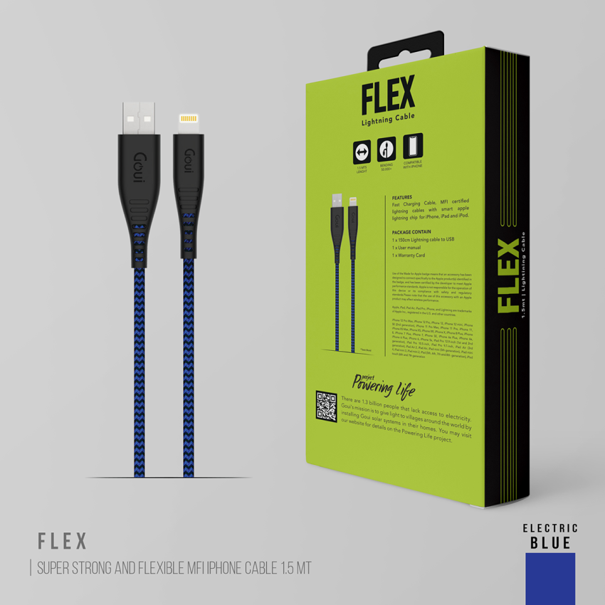 Goui - FLEX 8 PIN USB Cable 1.5mtr - Electric Blue - Image 2