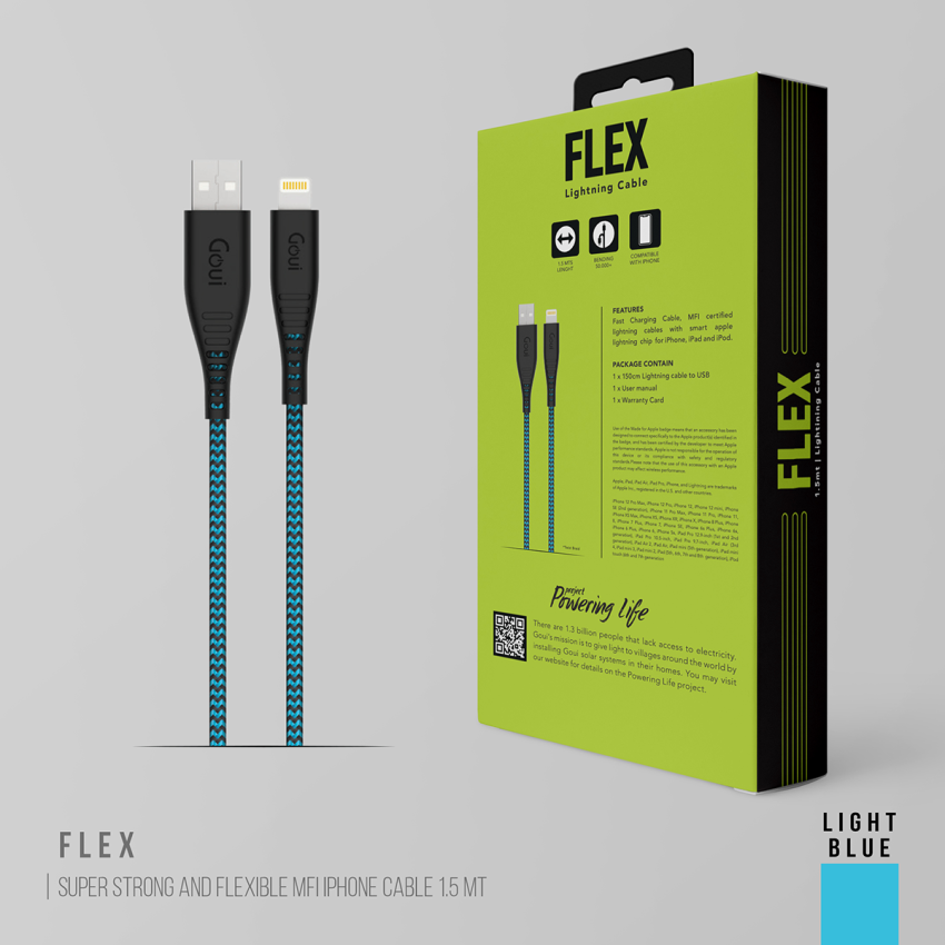 Goui - FLEX 8 PIN USB Cable 1.5mtr - Light Blue - Image 3