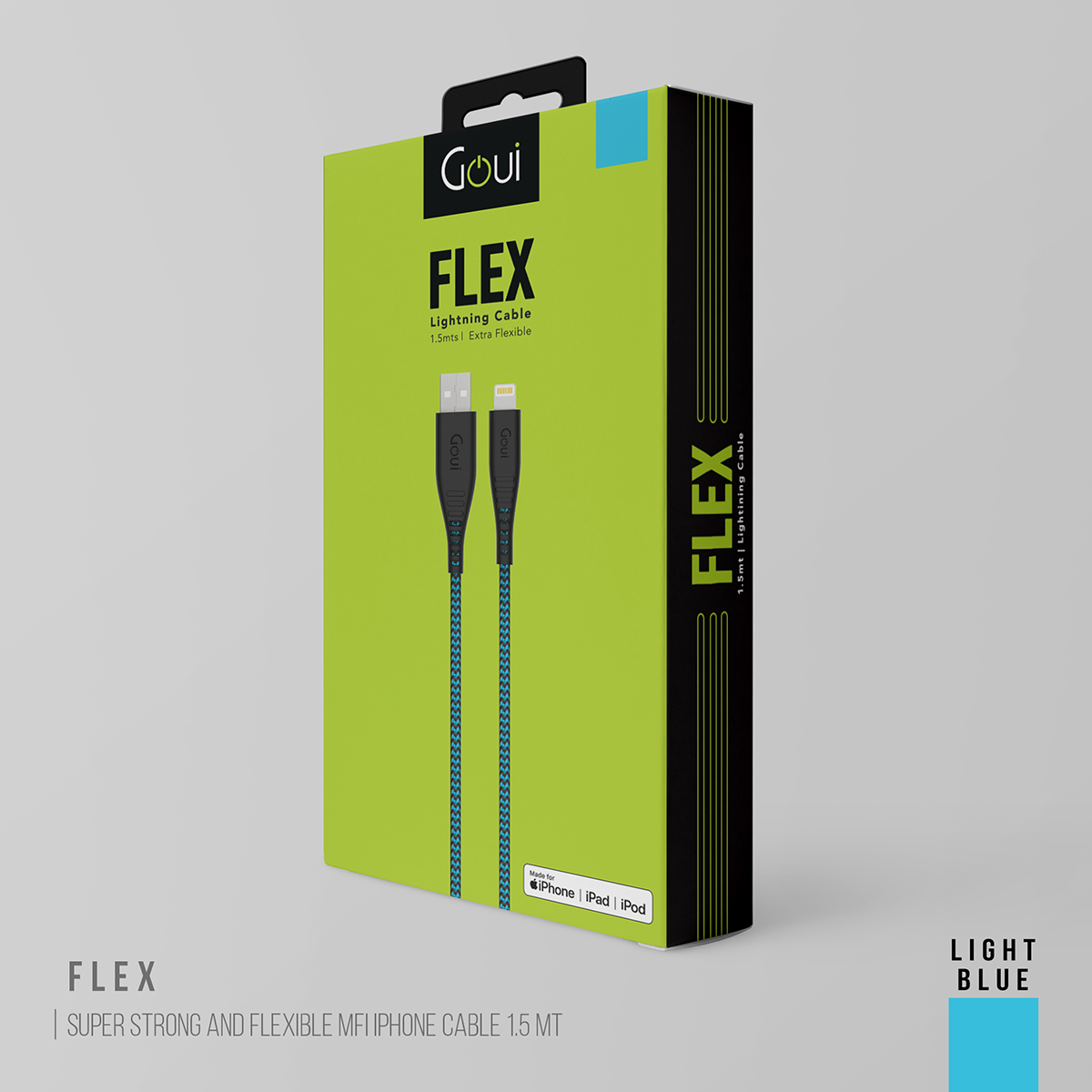 Goui - FLEX 8 PIN USB Cable 1.5mtr - Light Blue - Image 2